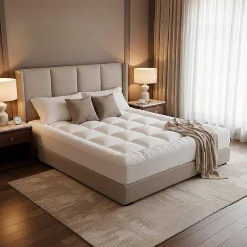 Pro Home Surmatelas de 1400 g/m², épaisseur extra de 10 cm, qualité hôtelière, avec rembourrage en microfibre, avec 4 sangles élastiques, hypoallergénique, doux et solide, taille petite (120 x 190)