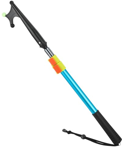 SANLIKE Telescopic Boat Hook for Docking Extension Pole Hook with Luminous Bead Boat Hook Aluminum Sturdy Lightweight and Durable Threaded Pole for Docking Push-Pull Boating Accessories 2.12-4.28FT