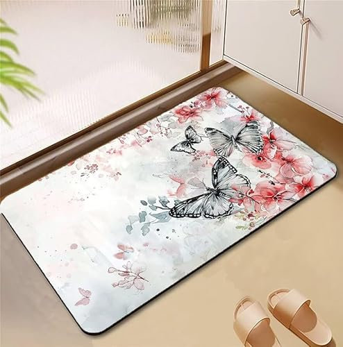 Badematte Pink Badezimmerteppich Groß 90x150cm Badteppich Rutschfester Waschbar, Super Absorbierende Badematten Badteppiche Duschvorleger Schnelltrocknend Rutschfest Badezimmer Teppiche Matten D4-578