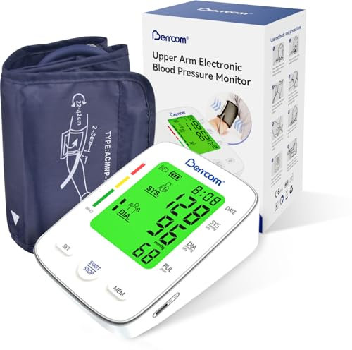 Berrcom Oberarm-Blutdruckmessgerät, automatisches digitales Blutdruckmessgerät für den Heimgebrauch mit großer beleuchteter LCD-Anzeige