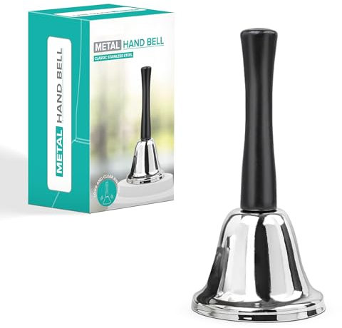 Hand Bell Elderly Butler Handle Call Bell Handheld Warehouse School Reception Wedding Events Hotel Dinner Counter Attention Loud Butler Service Christmas Santa Bells Xmas Accessory(1Pc)