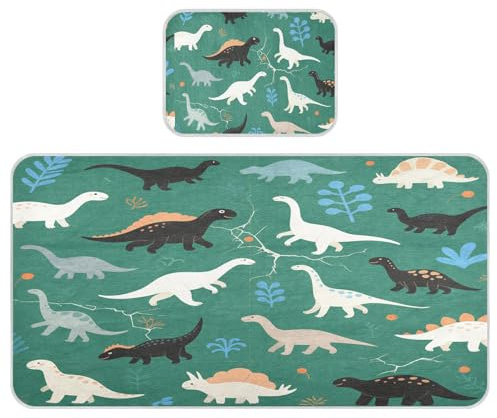 miaozhen Protector de colchón refrescante para cama de bebé, 28 x 52 pulgadas, ultra suave, dibujos animados, lindo dinosaurio, estegosaurio, serpiente, cuello de dragón, verde