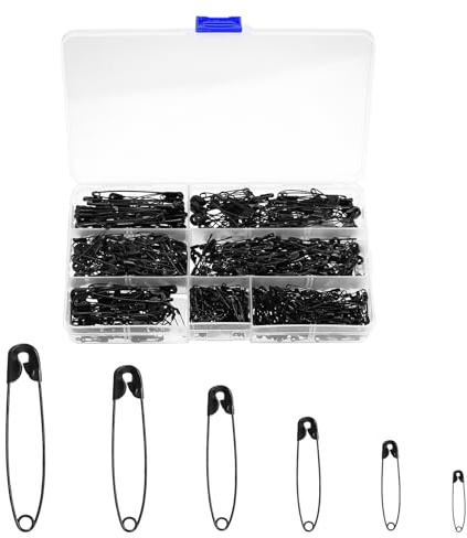 650 Pezzi Spille da Balia Piccole Grandi Nere, Spilla da Balia in Metallo, Spille di Sicurezza, Safety Pins in Metallo per Cucire, Vestiti, Artigianato, Cucito, Abbigliamento(7 Misure/Nere)