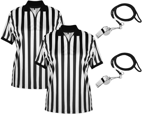 Chicingyou 6 Pcs Referee Shirt Referee Costume Men Women Ref Umpire Jersey Penalty Flag and Whistle Set for Soccer Football(L)
