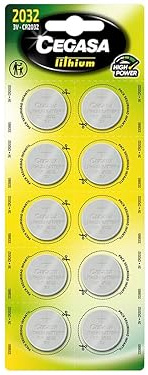 CEGASA CR2032 3V Pack 10 Pilas Botón de Litio