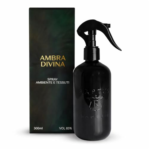 Profumatore Ambiente Spray RAPTUS 300 ml – Spray Ambiente e Tessuti per Casa, Bagno, Camera e Ufficio – Lunga Durata (Ambra Divina Spray)