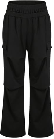 TiaoBug chinos herrbyxor normal passform cargobyxor med stora fickor stretch midjeband utomhusbyxor hip hop dansbyxor säckig byxor, svart, S