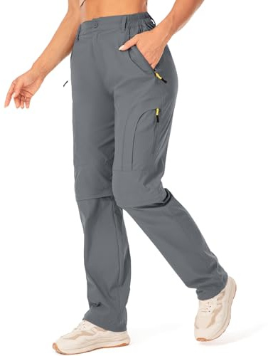 Jessie Kidden Walking Trousers Women Cargo Pants Waterproof Summer Lightweight Quick Dry Convertible Stretch Outdoor Casual UPF 50 Running Cycling Zip Off Capri #6601F-Gray -36 (US 16)