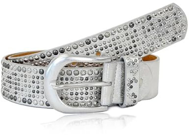 irisaa Damen Gürtel Breiter Nietengürtel im Vintage-Look, Jeansgürtel, Damen Taillengürtel 2020:Silber, Normale Gürtel Größe 80-105:90 CM