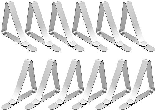 Alamic Tablecloth Clips Large Picnic Table Clips for 1.7-2.5 Thickness Picnic Table Cloth Holders Stainless Steel Table Cover Clips Clamps - 12 Pack