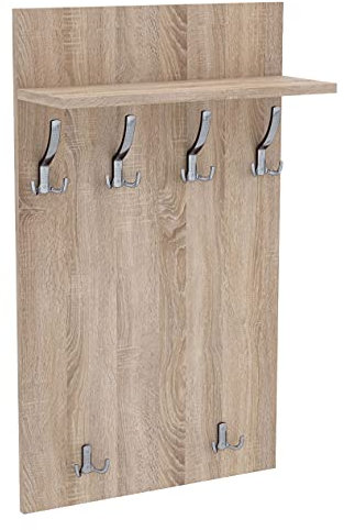 AKKE 100x60 | MAXI Garderobenpaneel Wandgarderobe Garderobe Wandpaneel Kleiderstange CHROM | SONOMA