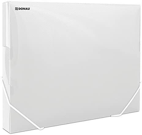 DONAU 8545002PL-00 Sammelbox Dokumentenbox Heft-Box mit Eckspanner Gummis, aus Kunststoff/PP 700μm Transparent für DIN A4| Rückenbreite 30mm| Zusammenklappbare Seitenflügel| für Büro und Schule
