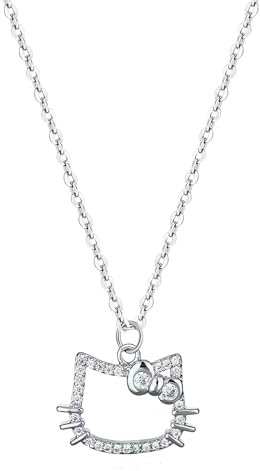 BJPERFMS Kitty Kette, Kitty Anhänger Halskette, Kitty Schmuck, Kitty Necklace, Cartoon Anhänger Halskette, Kinder Halsschmuck, Kitty Kinderschmuck, Geschenke, für Frauen Mädchen