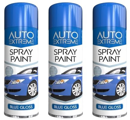 PEBBLE HUG All Purpose Spray Paint, Blue Gloss Aerosol Paint, Ideal and Perfect Finish for Cars, Bikes, Vans, Metal and Wood, Quick Drying, 250ml (3 Pcs)