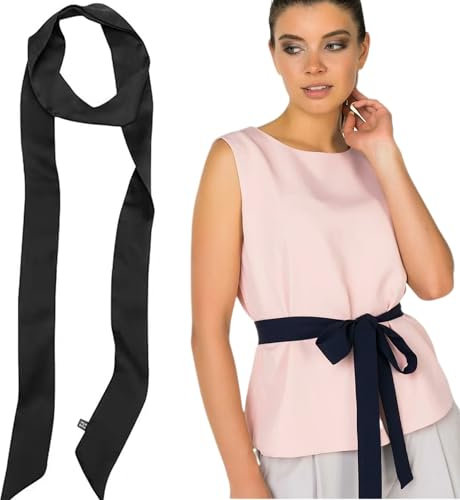 QIUMING 5cm x 200 cm Damen Satin Gürtel Damen Ladies Waist Tie Skinny Gürtel für Kleider Satin Seidenband für Kleider Jeans ，Dekoration der Hüte oder Haare (schwarz)