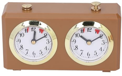 Professioneller Analoger Holz-Schachuhr-Timer, Schach-Timer, Analoge Schachuhr, Schachuhr-Timer-Brettspiel, Hochpräzise Mechanik für Verschiedene Spiele, Keine Batterie (Bräunen)