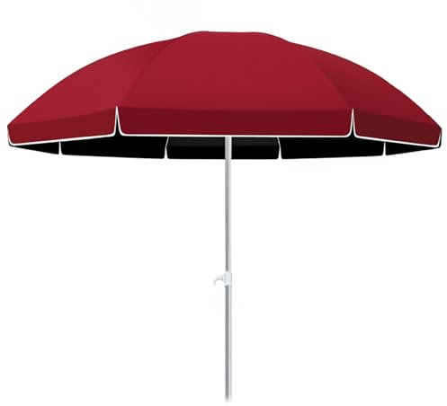 1,8 m 2,1 m runder Outdoor-Marktschirm mit UV-Schutz 50+ und 8 Rippen, höhenverstellbar, für Pool, Balkon, Sonnenschutz, rot, 260cm/8.5ft