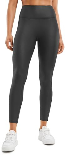 CRZ YOGA Butterlux Kvinnor Matt Faux Leather Leggings 25 - ingen främre söm hög midja stretch Tights Pliather Byxor Svart foliemönster XL