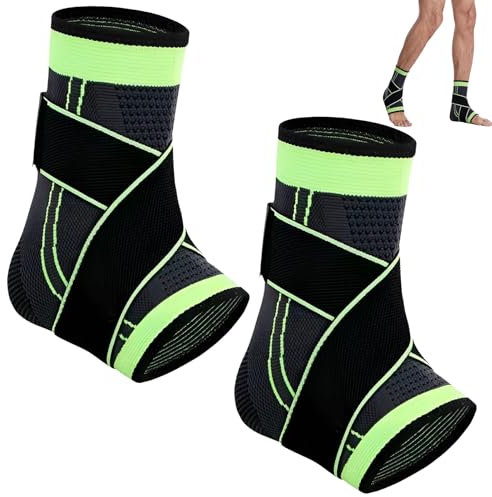 2 Stück Sprunggelenkbandage,Bandage Fußgelenk,Bandage Sprunggelenk,Knöchelbandage,Fußgelenkbandage,Sprunggelenk Bandage,Plantarfasziitis Fußbandage,Einheitsgröße Herren Und Damen(Schwarz)