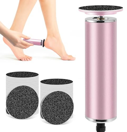 Hornhautentferner Elektrisch, Einstellbare Geschwindigkeit, Elektrisch Hornhauthobel mit 60 Ersatzpads, Hornhaut Entfernen Fußpflege Pediküre für Trockene, Harte & Rissige Haut