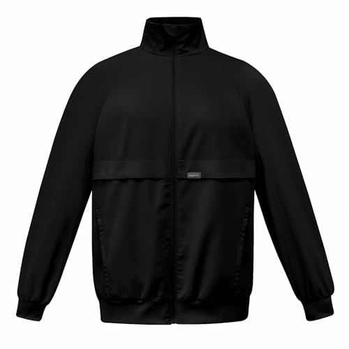 Meichoon Veste médicale d'échauffement, veste d'allaitement à manches longues, col montant, fermeture éclair sur le devant, quatre poches, noir, X-Large