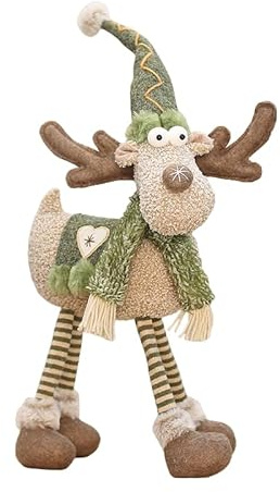 ZQHZDZ Adorable Christmas Reindeer Plush Toy - 3 Styles Sold Separately, Cute Deer Stuffed Animals for Kids & Adults, Green Fabric Holiday Decor for Boys & Girls (YH259903)