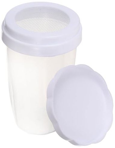 VANZACK Saupoudreuse à Poudre Fine avec Couvercle Blanc Distributeur de Sucre et Farine Tamiseur Maille Fine pour Cuisine et Pâtisserie Compact et Polyvalent