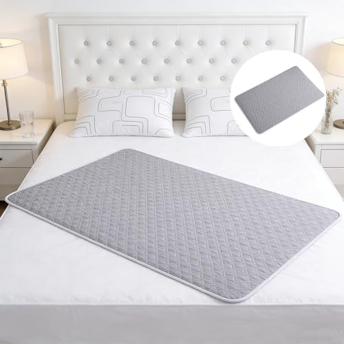 Demlaka Tappetino lavabile per letto: 100 x 150 cm, inserti per incontinenza con ali, antiscivolo, lavabile, coprimaterasso per incontinenza, per bambini e anziani, colore: grigio