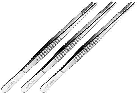 May 3er Set Kochpinzette 20 cm lang - Küchenpinzette - Grillpinzette - Grillzange - Edelstahl