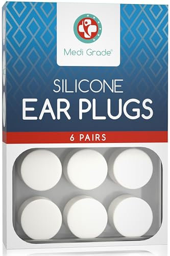 Medi Grade Silikon Ohrstöpsel Schlafen [6 Paare] – Mit Ohrenstöpsel Schlafen – 27dB für Gehörschutz Schlafen Ohrstöpsel, Silikon Ohrstöpsel Zum Schlafen