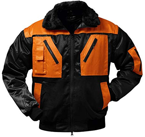 Norway Protection Pilotenjacke Pilot Jacke Arbeitsjacke 4-in-1 Funktion 2-farbig (2XL, schwarz/orange)