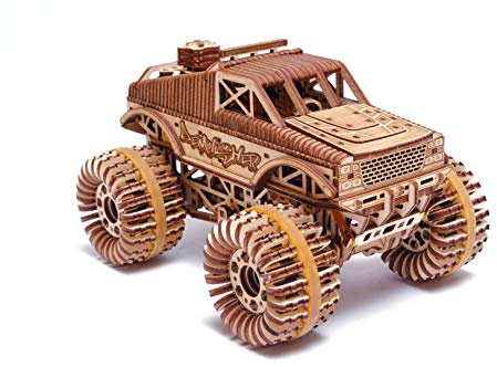 Wood Trick Monster Pickup Truck Car Puzzle 3D de Madera - Recorre hasta 5 m - Kit de Modelo de Camión para Construir para Adultos y Niños