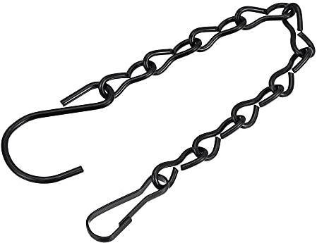 MECCANIXITY Hanging Chains 24cm Extension Link with S Shaped Hook for Plant Basket Lantern Ornament, Black Pack of 2