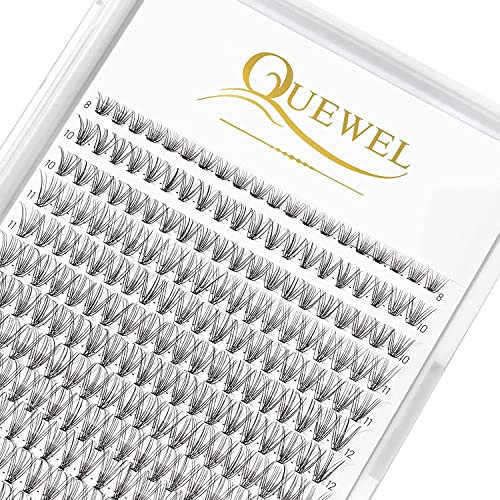 Wimpern Einzeln QUEWEL 240stck Individuelle Falsche Wimpern für Augen Make-up 10D 0.10 D Curl Mix 8-14mm Künstliche Wimpern DIY Cluster Wimpern Individual Lashes Wimpernbüschel Wiederverwendbar(10D-D)