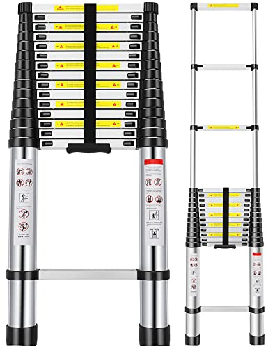 Telescoping Ladder 20.3 FT, Extension Aluminum Alloy Folding Telescopic Ladder with Locking Mechanism, Multi-Purpose Collapsible Ladder for Household Or RV Outdoor Work, Heavy Duty 330 lbs Load