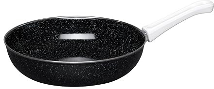 Riess, 0057-107,Emaillepfanne, 28cm Durchmesser, CLASSIC - PROFI, LBH 47.2 x 29 x 6.5cm, Inhalt 2.2 Liter, Emaille schwarz, Bratpfanne, Induktion