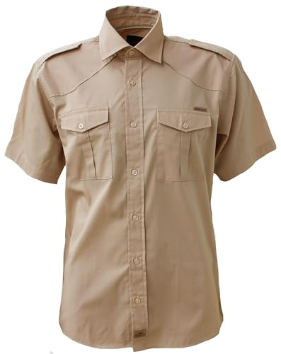 ROCK-IT Apparel Camicia Uomo 100% Cotone Maniche Corte Casual Beige M