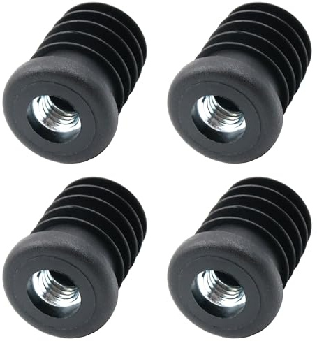 Design61 4 x gängplugg justerbar plugg för runda rör med sprutad stålgänga M8 Ø 22 mm 1,5–2 mm