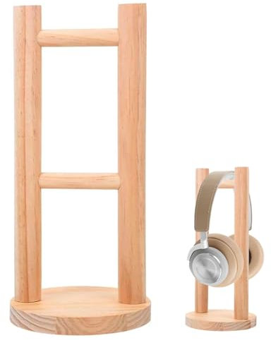 QLEUIFT 1 pcs Soporte Auriculares, Soporte Cascos Gaming de Madera, Soporte para Auriculares de Pino, Soporte para Cascos con Base Pesada, Headphone Stand, Color Madera