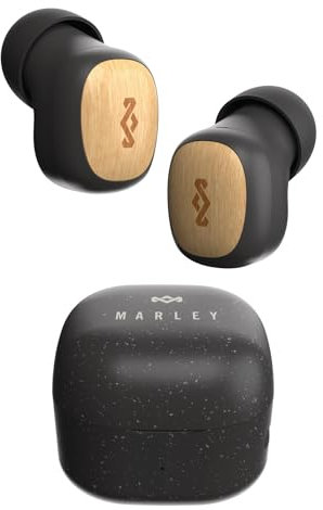 Marley House of Smile Jamaica True Wireless Earbuds - Mini Auricolari Bluetooth, 14 Ore di Autonomia, Cuffie In-Ear, Auricolari TWS con Custodia di Ricarica, Materiali Sostenibili, Nero
