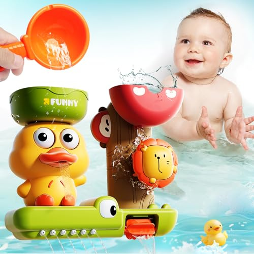 Juguetes de baño para Bebe Niños Niñas 1 2 3 años,Juguete de baño para bebés 12-18 Meses,Juguete de Agua para niños niñas con Taza,Regalo Juguete para Niños Niñas 1 2 3 Años Cumpleaños Navidad Regalo