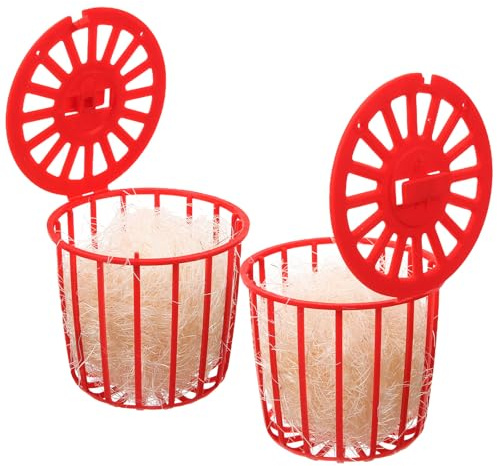 Ciieeo Lot de 2 nids Suspendus pour Perroquet en Plastique et Jute Rouge, Bol de Nidification Durable et Respirant, Accessoire idéal pour Cage d’Oiseaux et Nidification en intérieur
