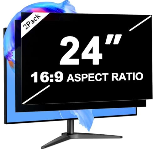 LUSA DESIGN [2-Pack] 24 Inch Computer Privacy Screen for 16:9 Aspect Ratio Widescreen Monitor, Eye Protection Anti Glare Blue Light Monitor Privacy Filter, Removable Anti-Scratch 24in Protector Film