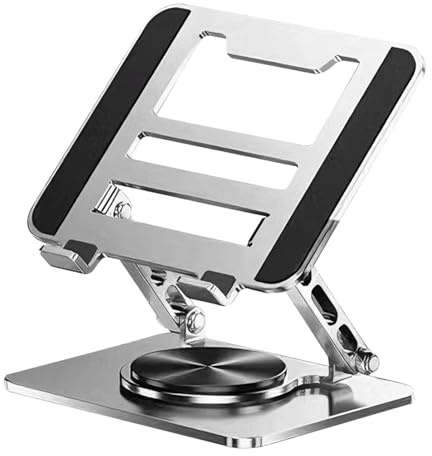 Support pour Ordinateur Portable – Rehausseur Pliable pour Ordinateur Portable avec Base rotative à 360° | Support Ergonomique pour Ordinateur Portable, Table, Bureau, Travail à Domicile, Jeux