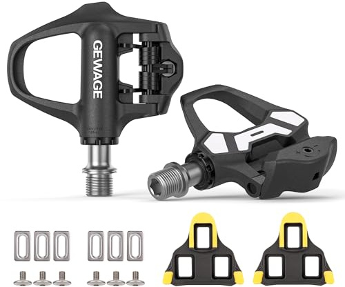 GEWAGE Klickpedale für Rennrad, verstellbare Spannung, robuster Verbundkörper, breite Plattform, inkl. Cleats & Montagematerial – kompatibel mit Shimano SPD-SL/Look KEO (Shimano SPD-SL)