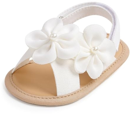 Genérico Sandalias para bebés 0-18 meses y transpirables diseño floral primaveral calzado casual veraniego ideal para aprender a caminar (White, 12)