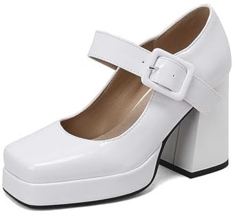 Escarpins épais pour femme - Chaussures de mariée avec sangle de cheville croisée - Talon bloc - Chaussures de danse - Chaussures de mariage pour pieds larges - Élégantes chaussures traditionnelles