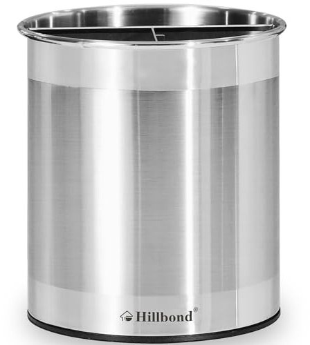 Hillbond 7.5x6.9 Inch EXTRA LARGE Utensil Holder for Countertop, Stainless Steel Rotating Organizer with Removable Divider, Space-Saving for Large Kitchen Utensils Set & Spacious Kitchens