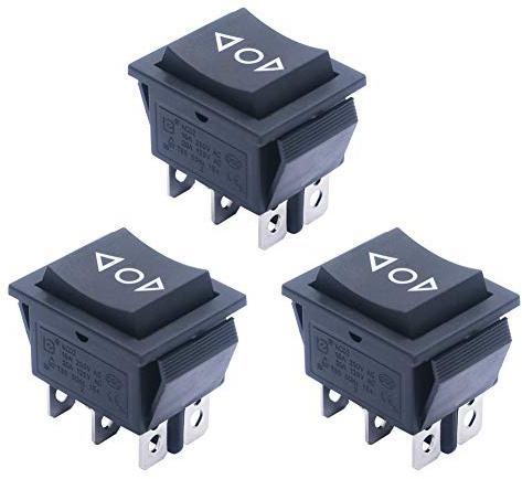 mxuteuk 3Stücke 12V Momentan Wippschalter 6polig Motor Polarität Umkehrschalter Steuerung Automatischer Reset Kippschalter 20A 3Position 6Pin (EIN)/AUS/(EIN) DPDT-Motorsteuerung schalter KCD2-223-JT
