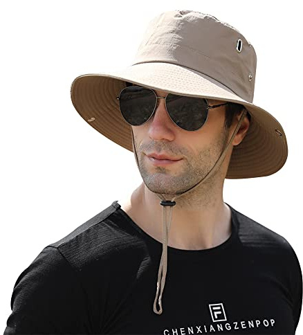 XIAOHAWANG Sombrero de Verano para Hombre y Mujer, Plegable, para Verano, Boonie, con ala Ancha, protección UV, para Pescador, jardín, Hombre, para Senderismo, Pesca, Beige, Talla única